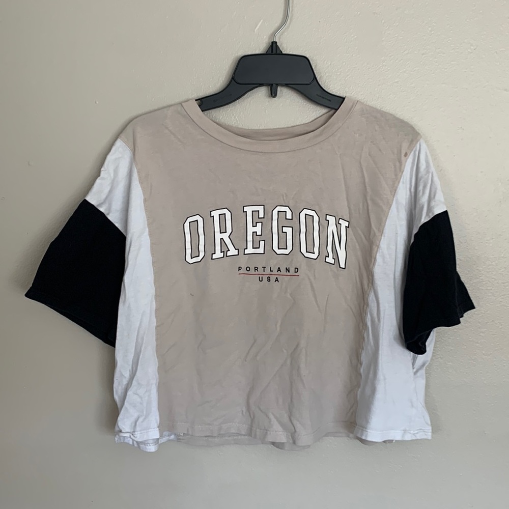 black white beigh portland oregon logo shirt